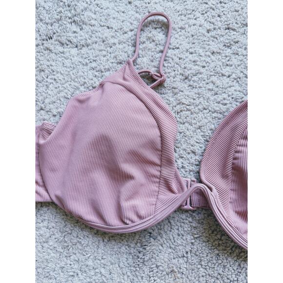 NWT Good American Ribbed Bikini Top Desert Rose Pink Mauve 3XL Plus Size Swim - Picture 6 of 8